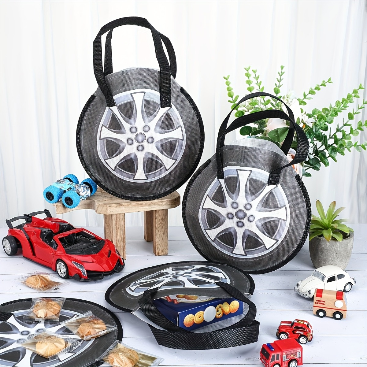 Sack Race Bag - 10pcs Durable Non-Woven Car-Shaped Tote Bags