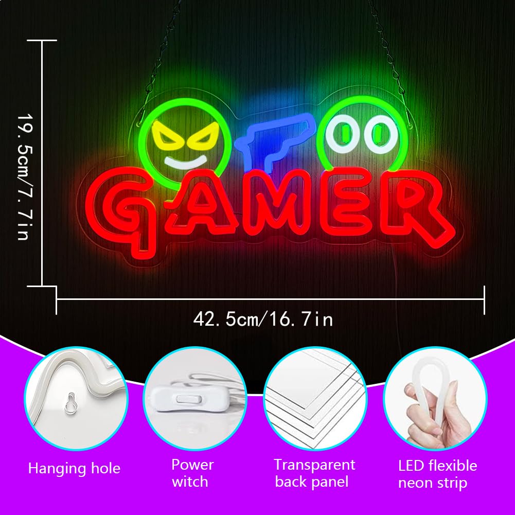 Gamer Neon Sign LED Wall Light - Party Games For Christmas ulasan dan harga