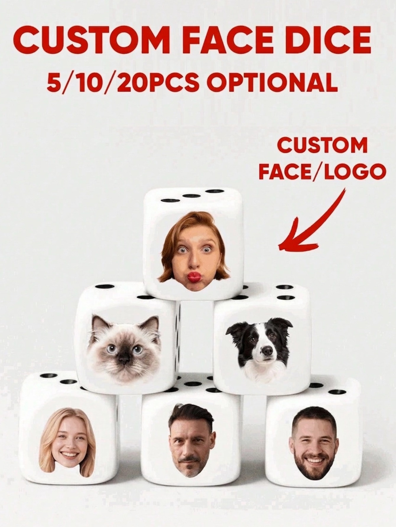 Custom Face Dice Personalized  - Party Games For Christmas ulasan dan harga