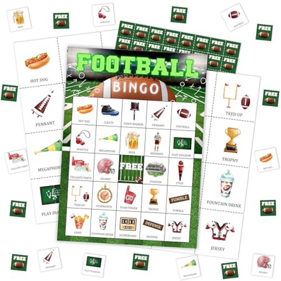 Football Party Bingo Game Card - Party Games For Adults Large Group ulasan dan harga